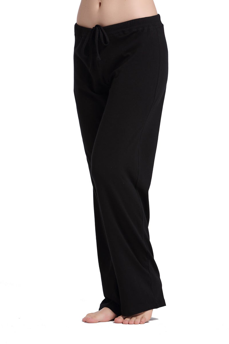 CYZ Women's Basic Stretch Cotton Knit Pajama Sleep Lounge Pants-Black-M - Image 2
